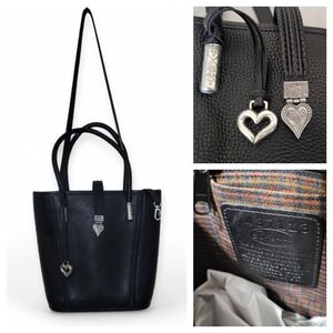 Brighton Structured Basket  Hand/Shoulder Bag Black Leather Gigi A437113 W/Charm